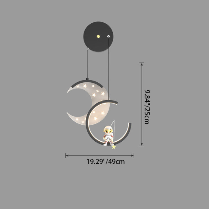 Zeitgenössische nordische Astronaut Mond Sterne Muster Acryl Eisen LED Wandleuchte für Wohnzimmer 