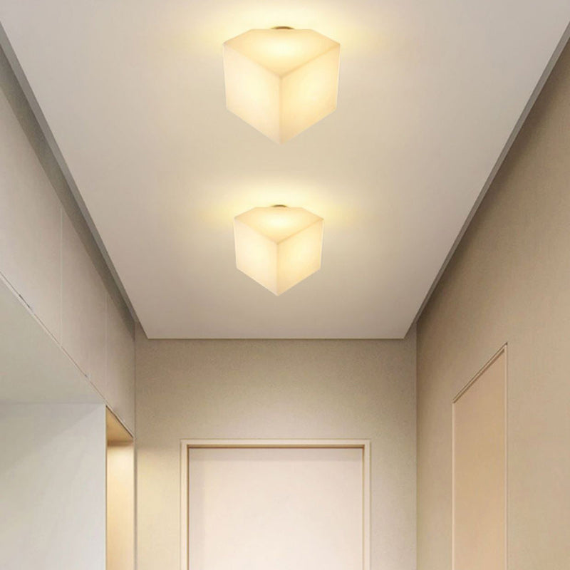 Modern Simplicity Dome Polygonal Roto-molding Hardware PVC 1 - Light Semi-Flush Mount Ceiling Light For Hallways