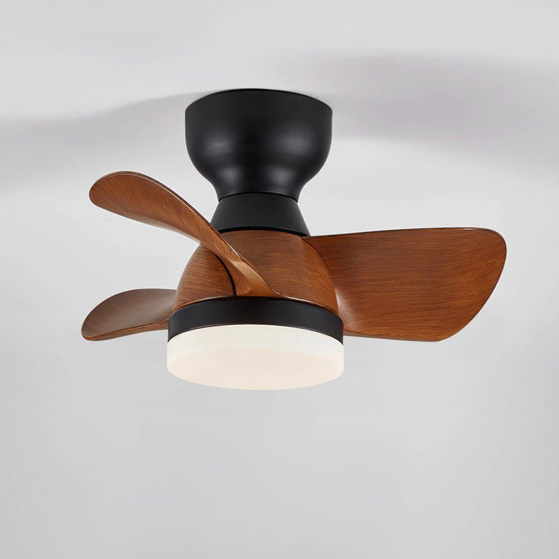 مروحة سقف مع إضاءة بثلاث شفرات من الحديد والأكريليك ABS بتصميم معاصر ريترو مع أعمدة LED لغرفة الطعام 