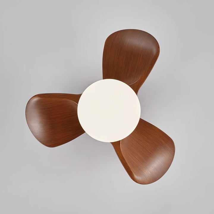 Zeitgenössischer Retro-Deckenventilator mit drei Flügeln aus ABS, Eisen und Acryl mit LED-Abhängung für das Esszimmer 