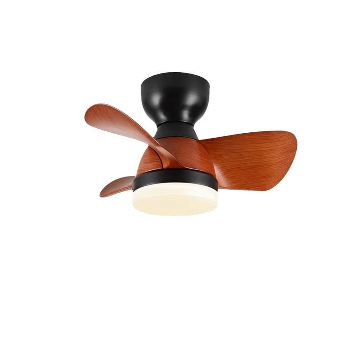 Zeitgenössischer Retro-Deckenventilator mit drei Flügeln aus ABS, Eisen und Acryl mit LED-Abhängung für das Esszimmer 