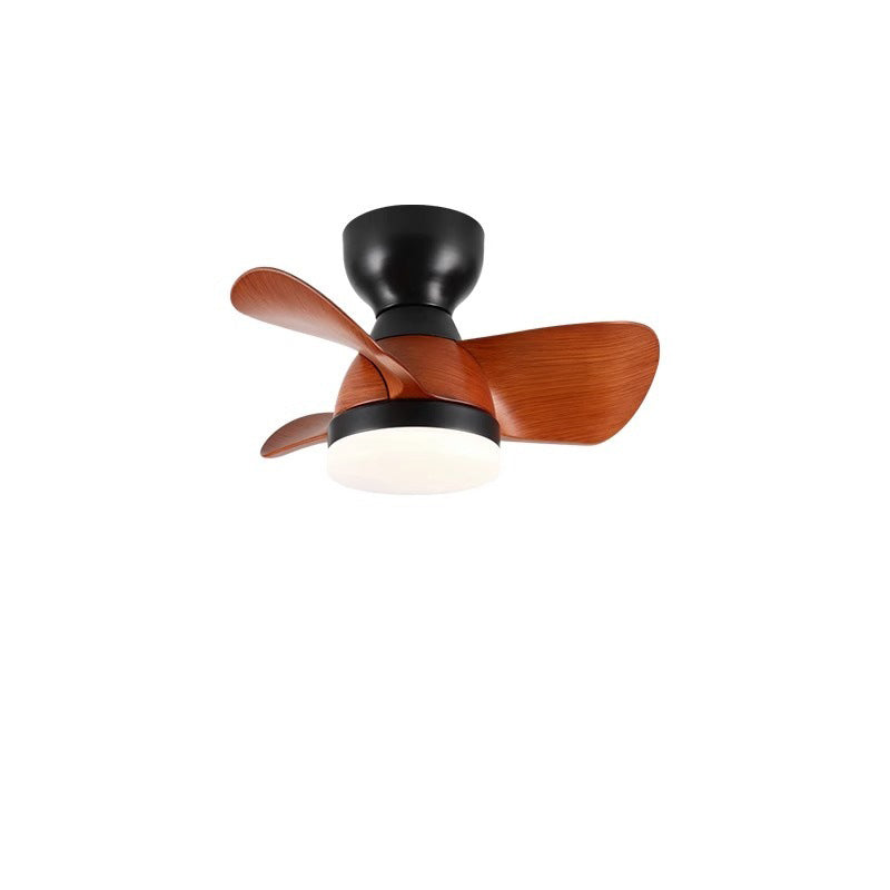 Zeitgenössischer Retro-Deckenventilator mit drei Flügeln aus ABS, Eisen und Acryl mit LED-Abhängung für das Esszimmer 