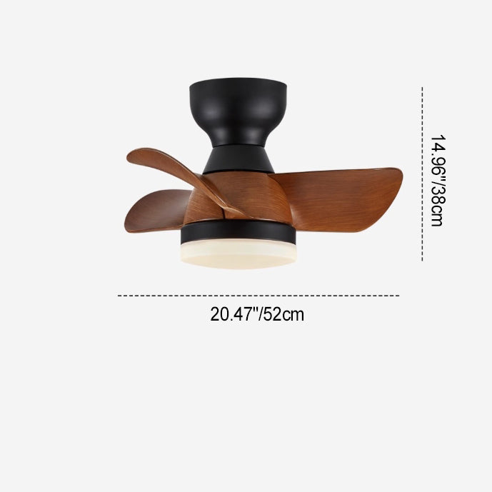 Zeitgenössischer Retro-Deckenventilator mit drei Flügeln aus ABS, Eisen und Acryl mit LED-Abhängung für das Esszimmer 