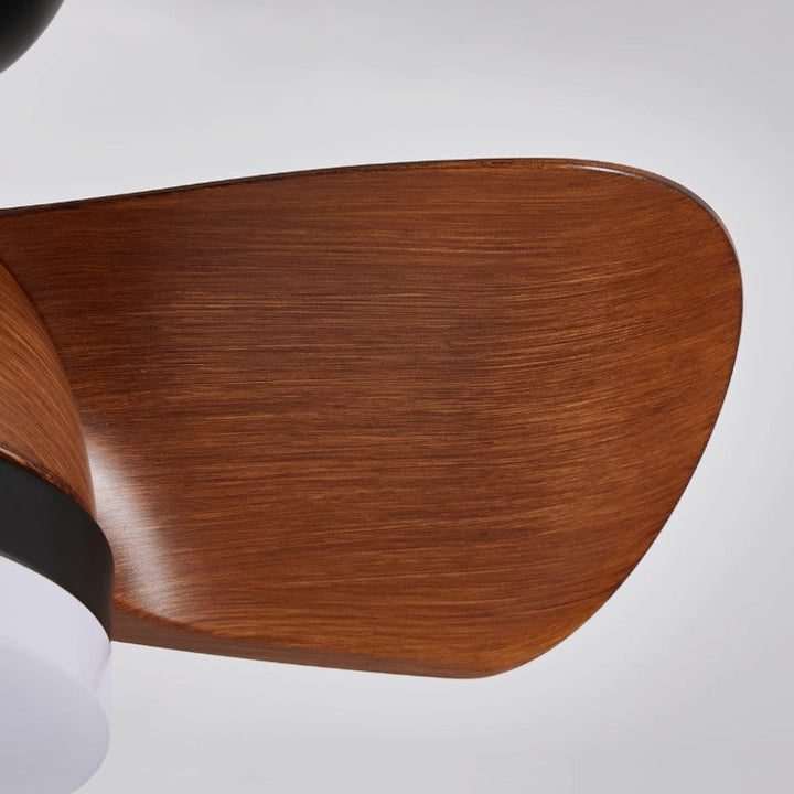 Zeitgenössischer Retro-Deckenventilator mit drei Flügeln aus ABS, Eisen und Acryl mit LED-Abhängung für das Esszimmer 