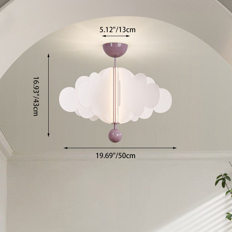 Contemporary Nordic Dome Wings Acrylic Iron Aluminum LED Semi-Flush Mount Ceiling Light For Bedroom