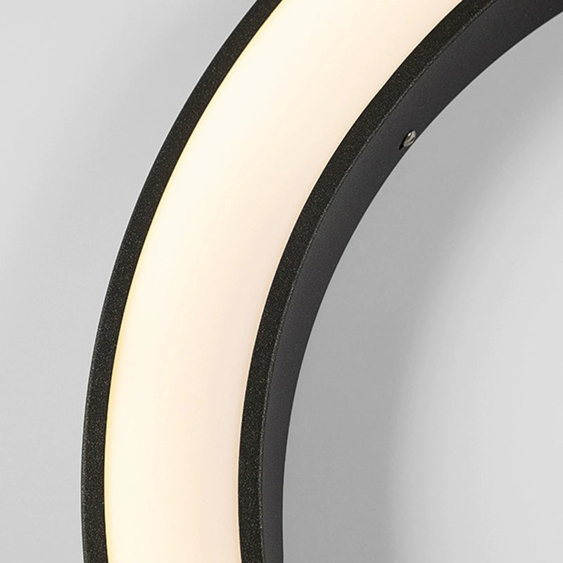 Lámpara de Aplique de Pared LED de PC de Acero Inoxidable Impermeable Redonda de Luna de Simplicidad Moderna para Patio Exterior 
