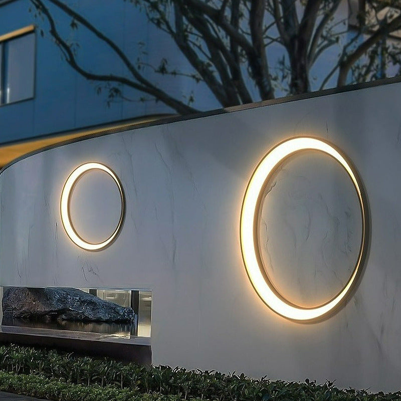 Lámpara de Aplique de Pared LED de PC de Acero Inoxidable Impermeable Redonda de Luna de Simplicidad Moderna para Patio Exterior 