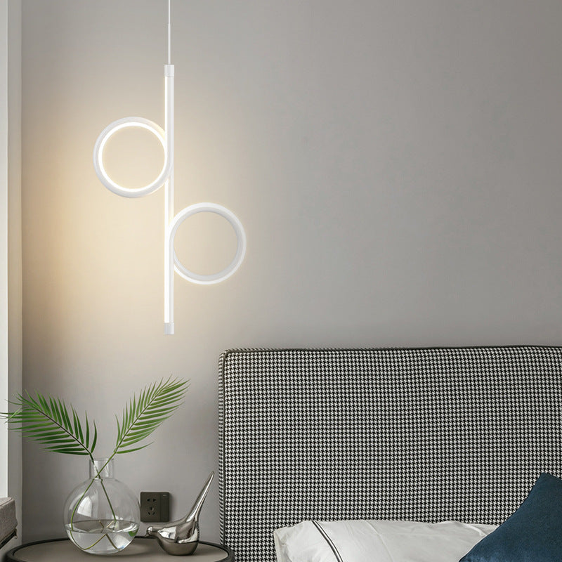 ضوء قلادة LED من الألومنيوم والحديد بتصميم دائرة البساطة الحديثة لغرفة النوم 