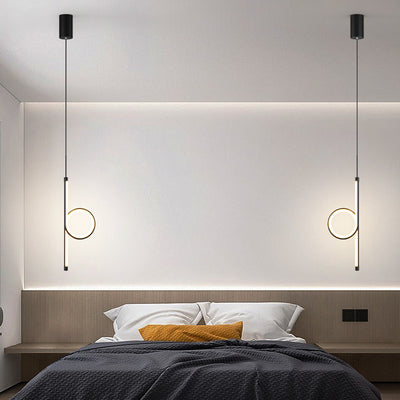 ضوء قلادة LED من الألومنيوم والحديد بتصميم دائرة البساطة الحديثة لغرفة النوم 
