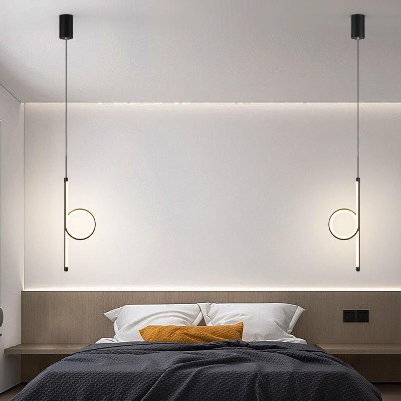 ضوء قلادة LED من الألومنيوم والحديد بتصميم دائرة البساطة الحديثة لغرفة النوم 