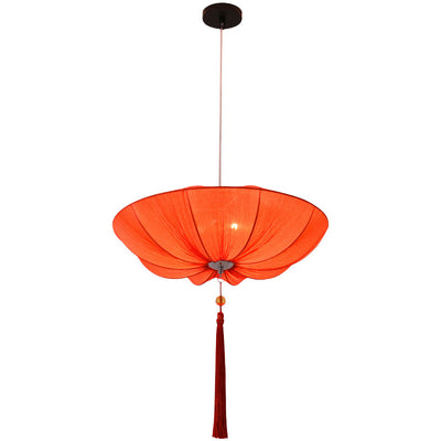 Traditioneller chinesischer Lampenschirm in Lotusblütenform aus Stoff, Hardware 1/3 - Licht Kronleuchter für Esszimmer 