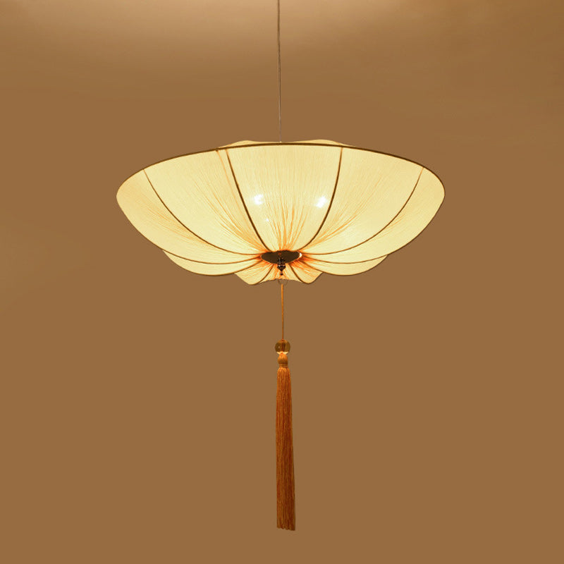 Traditional Chinese Lotus Petal Shape Fabric Iron 1/3-Light Chandeliers For Dining Room