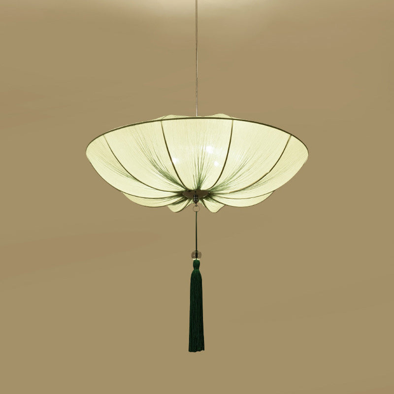 Traditional Chinese Lotus Petal Shape Fabric Iron 1/3-Light Chandeliers For Dining Room