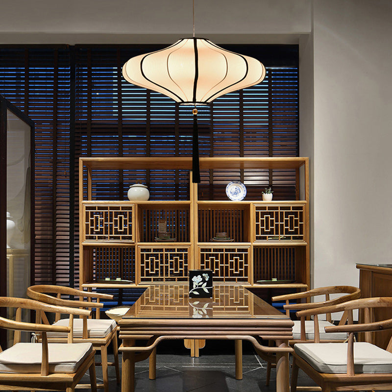 Traditionelle chinesische Laternenform Stoff Lampenschirm Hardware 1/3 - Licht Kronleuchter für Esszimmer 