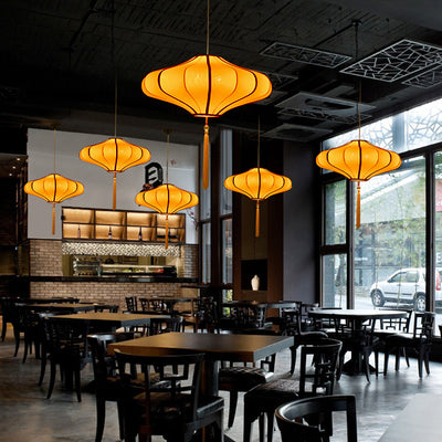 Pantalla de lámpara de tela con forma de linterna china tradicional, hardware de 1/3 - candelabro de luz para comedor 