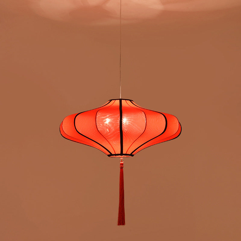 Traditionelle chinesische Laternenform Stoff Lampenschirm Hardware 1/3 - Licht Kronleuchter für Esszimmer 