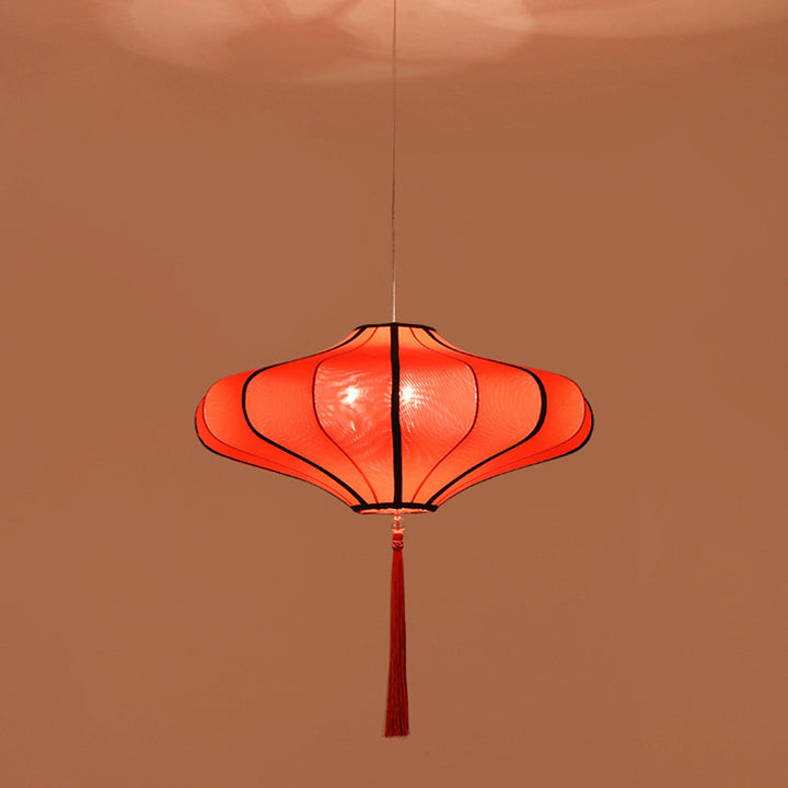 Traditionelle chinesische Laternenform Stoff Lampenschirm Hardware 1/3 - Licht Kronleuchter für Esszimmer 