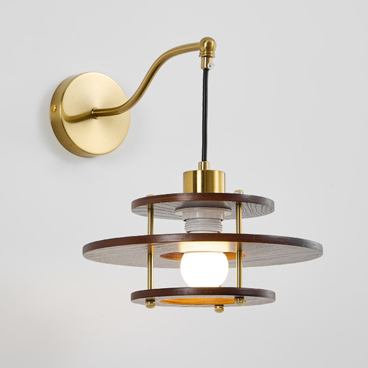 Traditionelle französische runde Sechseck-Aschenholz-Wandleuchte mit 1 Licht für das Wohnzimmer 