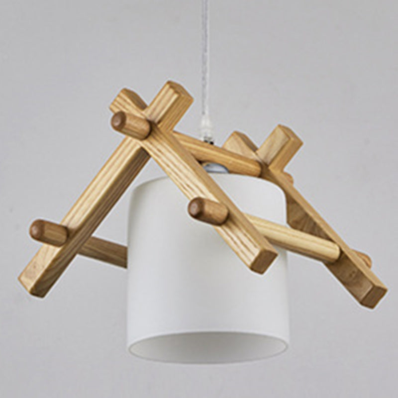 Traditional Japanese House Shape Ash Glass Lampshade 1 - Light Pendant Light For Dining Room
