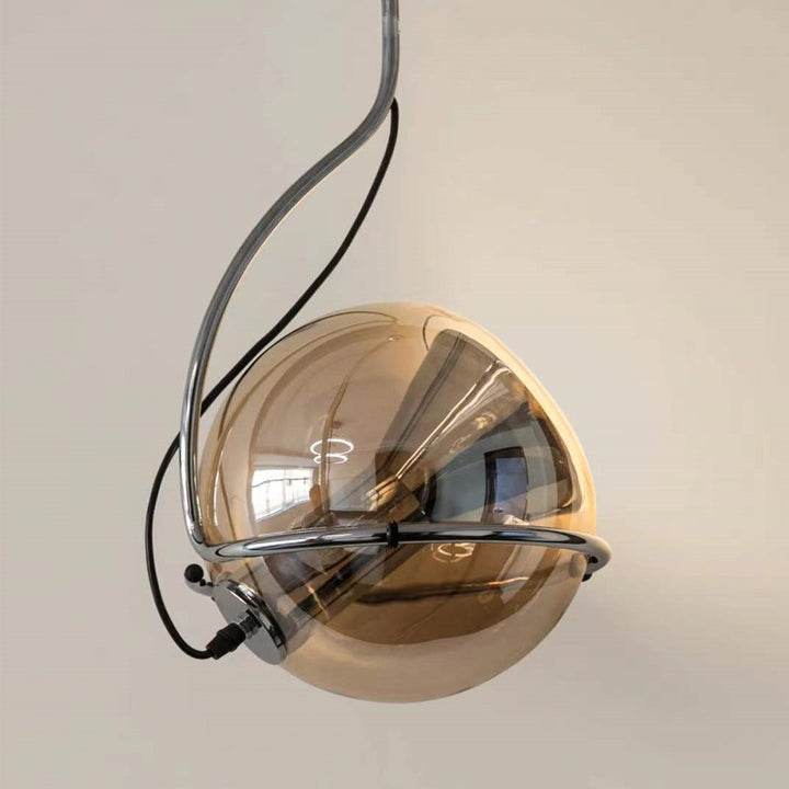 Contemporary Scandinavian Round Ball Glass Lampshade Iron 1 - Light Pendant Light For Living Room