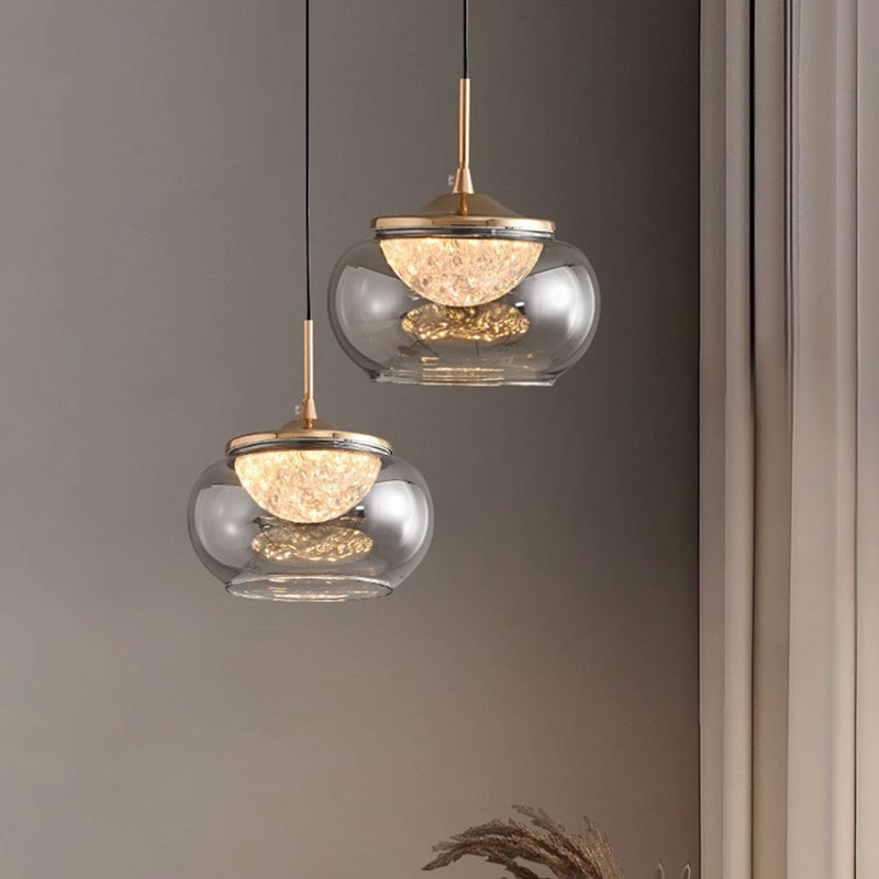 Modern Art Deco Hardware Acrylic Glass Lampshade Candy Bowl LED Pendant Light For Bedroom