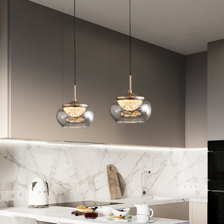 Moderne Art Deco Hardware Acrylglas Lampenschirm Bonbon-Schale LED Pendelleuchte für Schlafzimmer 