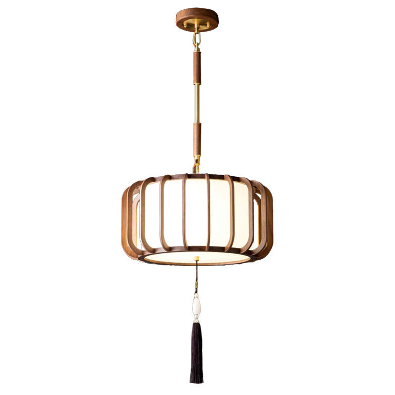 Abat-jour en acrylique en forme de lanterne chinoise traditionnelle en laiton noyer 3/5 - Lustre à lumière pour salle à manger 