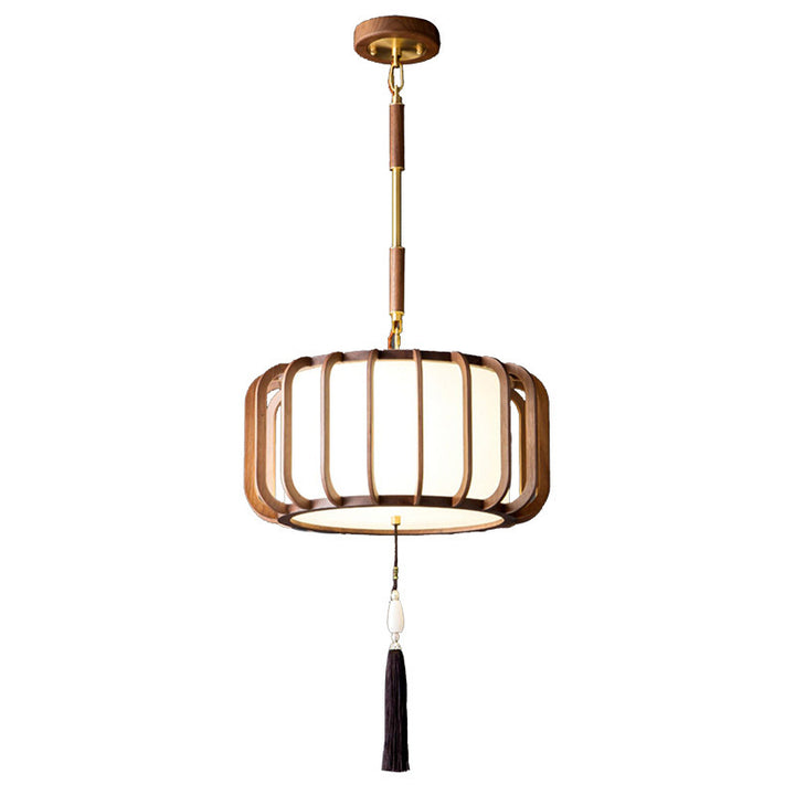Abat-jour en acrylique en forme de lanterne chinoise traditionnelle en laiton noyer 3/5 - Lustre à lumière pour salle à manger 