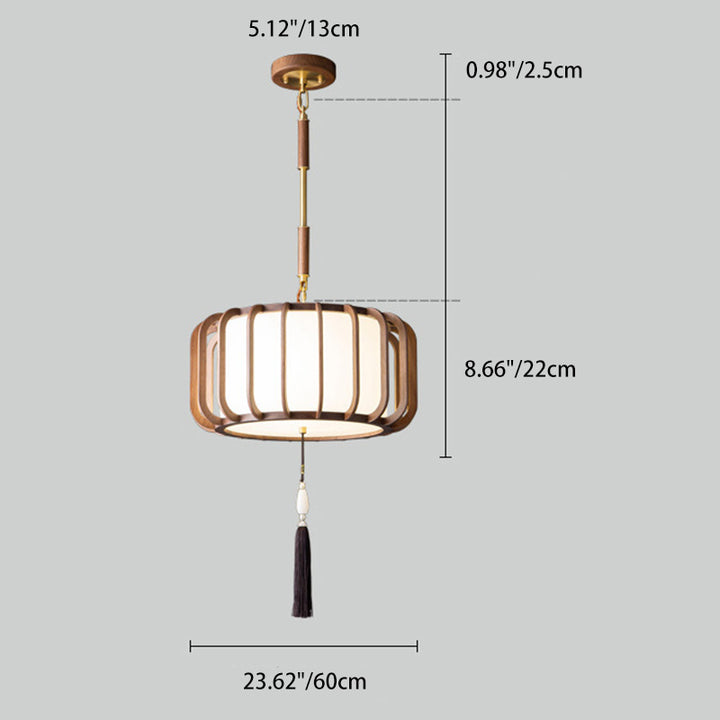 Abat-jour en acrylique en forme de lanterne chinoise traditionnelle en laiton noyer 3/5 - Lustre à lumière pour salle à manger 
