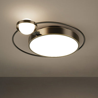 Modern Simplicity Round Square Orb Iron Glass Acrylic Lampshade LED Flush Mount Ceiling Light For Living Room