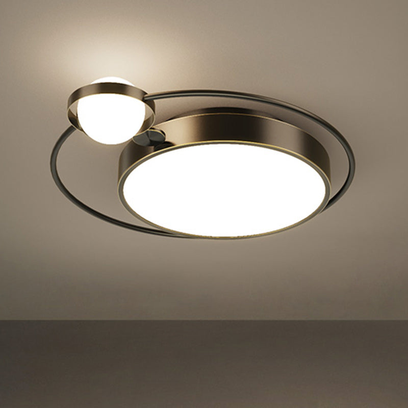 Modern Simplicity Round Square Orb Iron Glass Acrylic Lampshade LED Flush Mount Ceiling Light For Living Room