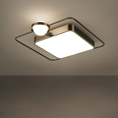Modern Simplicity Round Square Orb Iron Glass Acrylic Lampshade LED Flush Mount Ceiling Light For Living Room