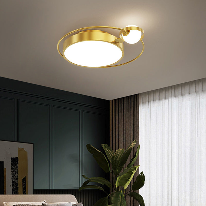 Modern Simplicity Round Square Orb Iron Glass Acrylic Lampshade LED Flush Mount Ceiling Light For Living Room