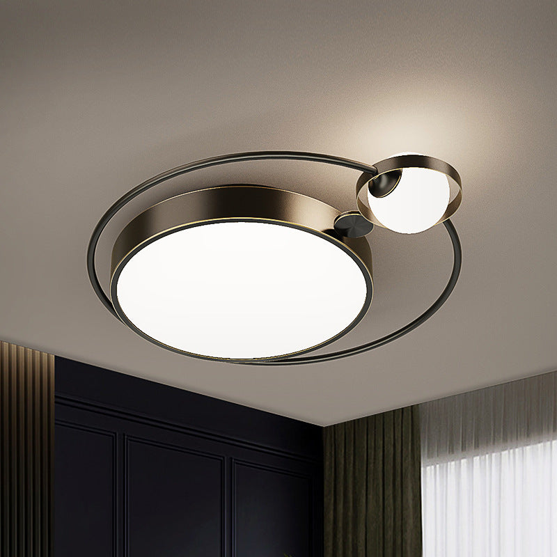 Modern Simplicity Round Square Orb Iron Glass Acrylic Lampshade LED Flush Mount Ceiling Light For Living Room