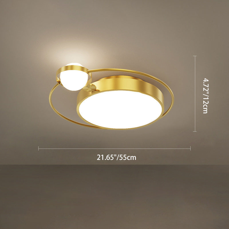 Modern Simplicity Round Square Orb Iron Glass Acrylic Lampshade LED Flush Mount Ceiling Light For Living Room