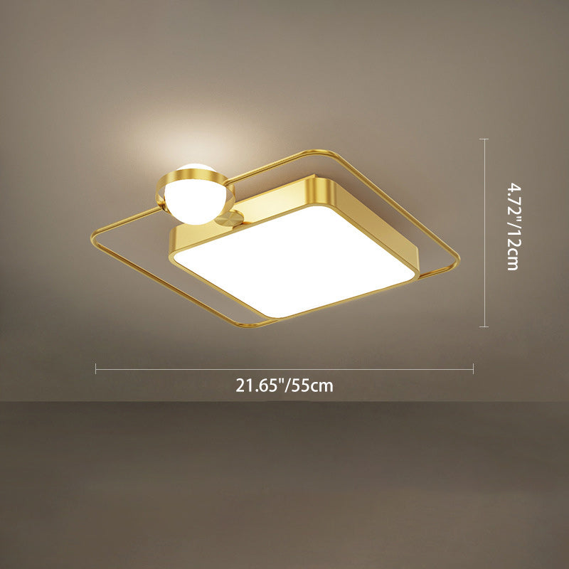 Modern Simplicity Round Square Orb Iron Glass Acrylic Lampshade LED Flush Mount Ceiling Light For Living Room