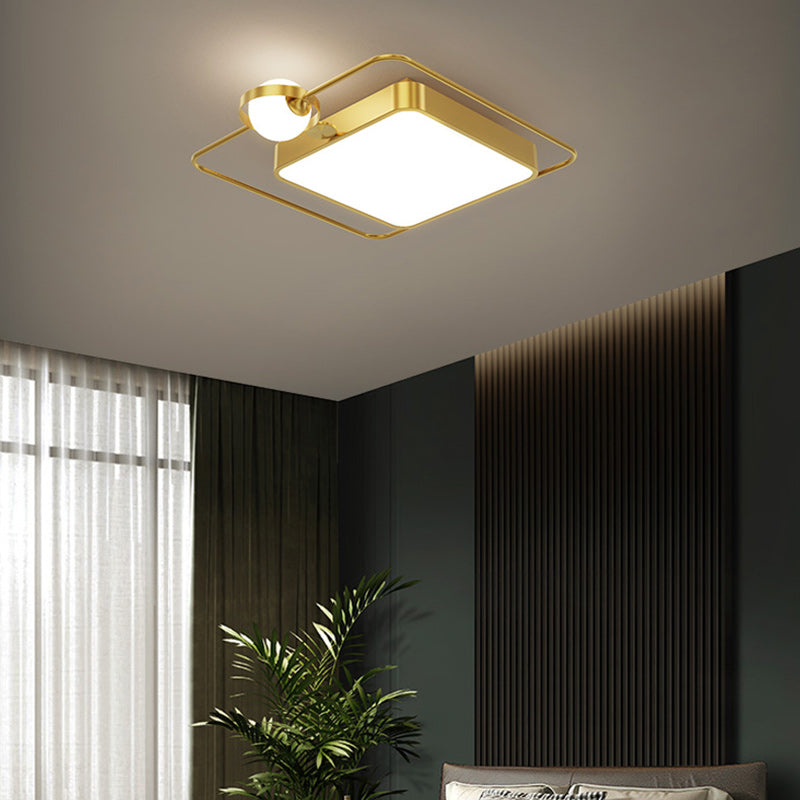Modern Simplicity Round Square Orb Iron Glass Acrylic Lampshade LED Flush Mount Ceiling Light For Living Room