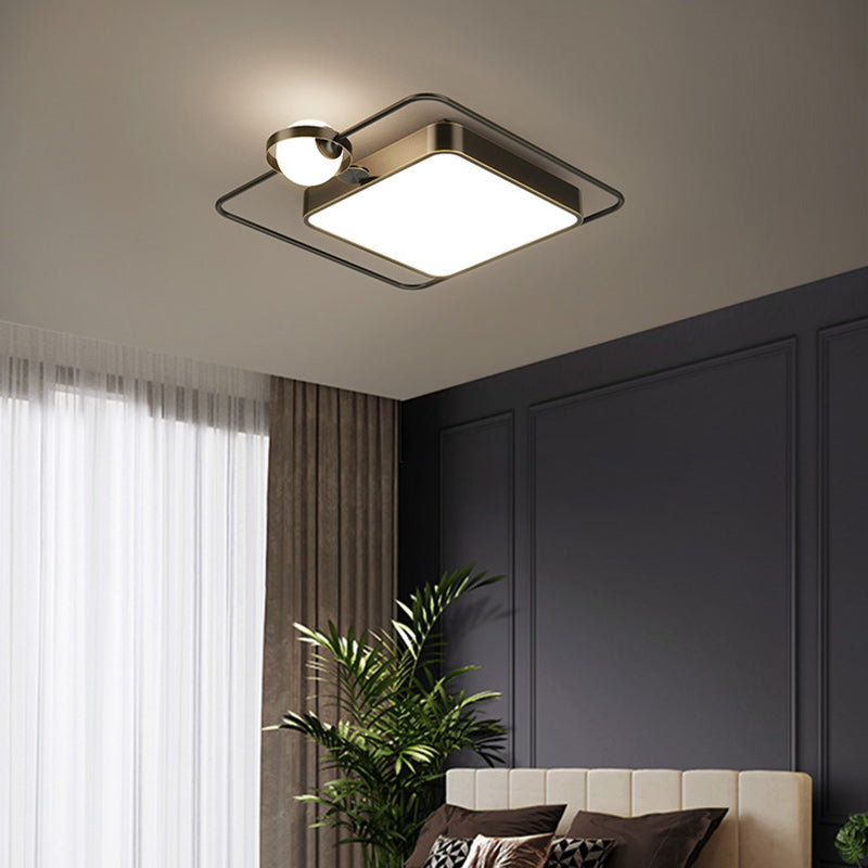 Modern Simplicity Round Square Orb Iron Glass Acrylic Lampshade LED Flush Mount Ceiling Light For Living Room