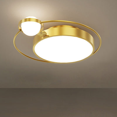 Modern Simplicity Round Square Orb Iron Glass Acrylic Lampshade LED Flush Mount Ceiling Light For Living Room