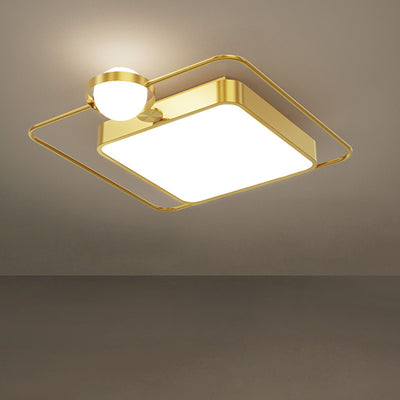 Modern Simplicity Round Square Orb Iron Glass Acrylic Lampshade LED Flush Mount Ceiling Light For Living Room