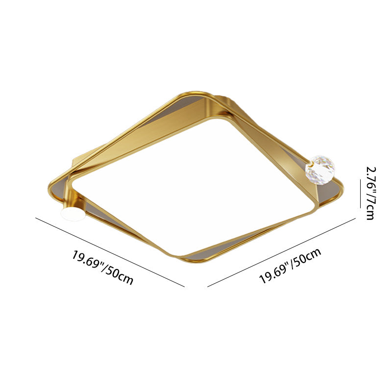 Modern Simplicity Round Square Orb Iron Crystal Acrylic Lampshade LED Flush Mount Ceiling Light For Bedroom