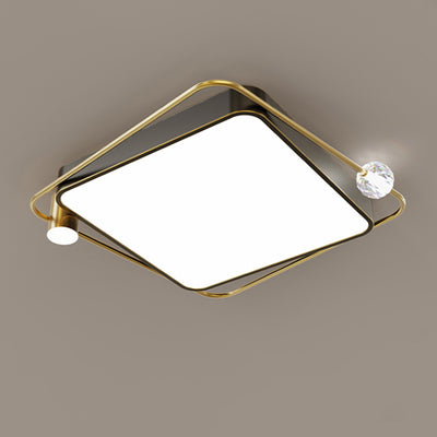 Modern Simplicity Round Square Orb Iron Crystal Acrylic Lampshade LED Flush Mount Ceiling Light For Bedroom