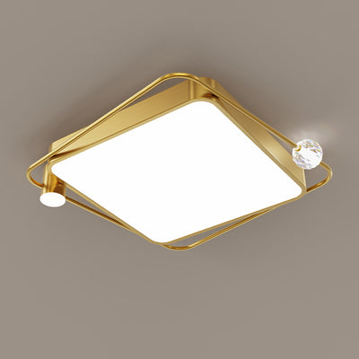 Modern Simplicity Round Square Orb Iron Crystal Acrylic Lampshade LED Flush Mount Ceiling Light For Bedroom