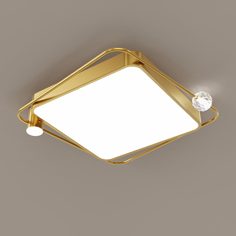 Modern Simplicity Round Square Orb Iron Crystal Acrylic Lampshade LED Flush Mount Ceiling Light For Bedroom