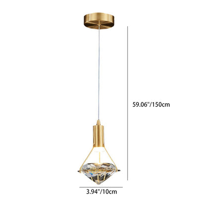 Moderne Luxuskuppel Diamant Vollkupfer Kristall 1 - Licht Pendelleuchte für Esszimmer 