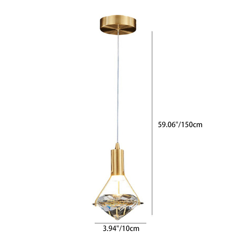Moderne Luxuskuppel Diamant Vollkupfer Kristall 1 - Licht Pendelleuchte für Esszimmer 