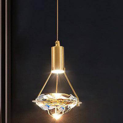 Moderne Luxuskuppel Diamant Vollkupfer Kristall 1 - Licht Pendelleuchte für Esszimmer 