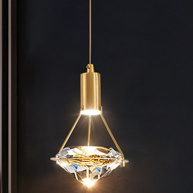 Moderne Luxuskuppel Diamant Vollkupfer Kristall 1 - Licht Pendelleuchte für Esszimmer 
