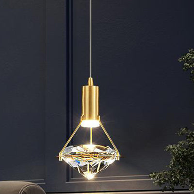 Moderne Luxuskuppel Diamant Vollkupfer Kristall 1 - Licht Pendelleuchte für Esszimmer 