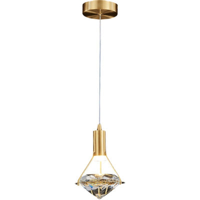Moderne Luxuskuppel Diamant Vollkupfer Kristall 1 - Licht Pendelleuchte für Esszimmer 